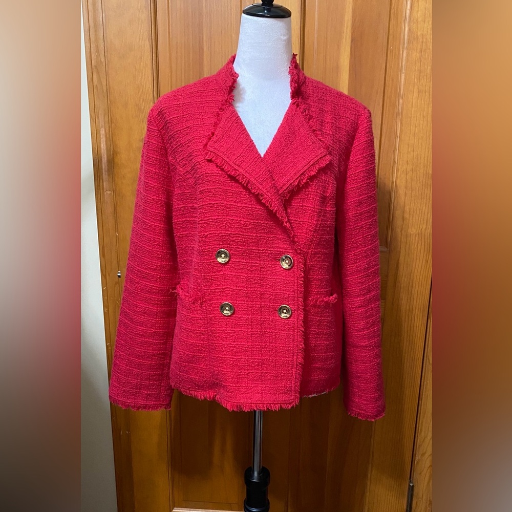 🛑🛑SOLD🛑🛑Chicos’ Red Double-Breasted Blazer - Picture 2 of 5